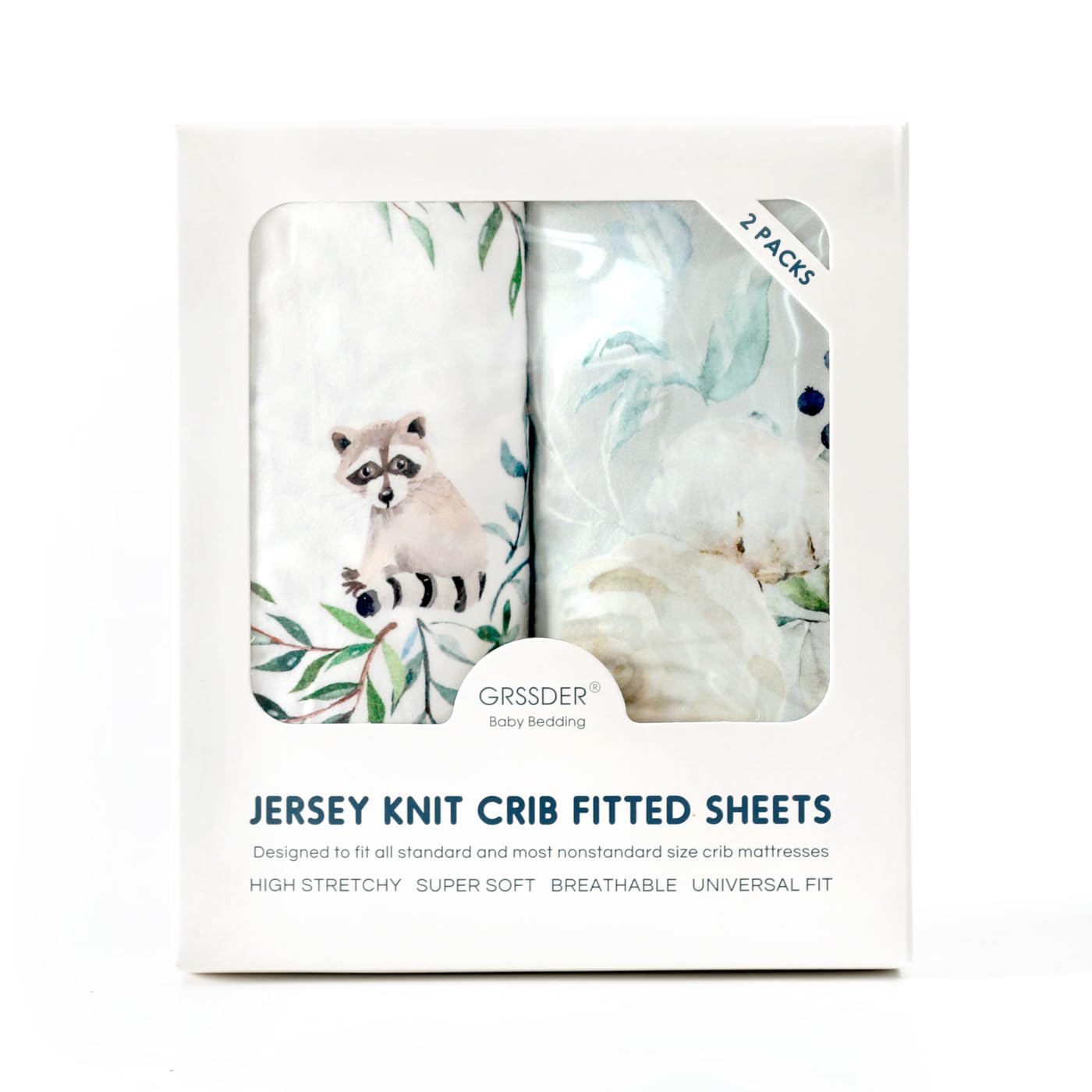 GRSSDER patterned crib sheets collection adds calm style to nursery.