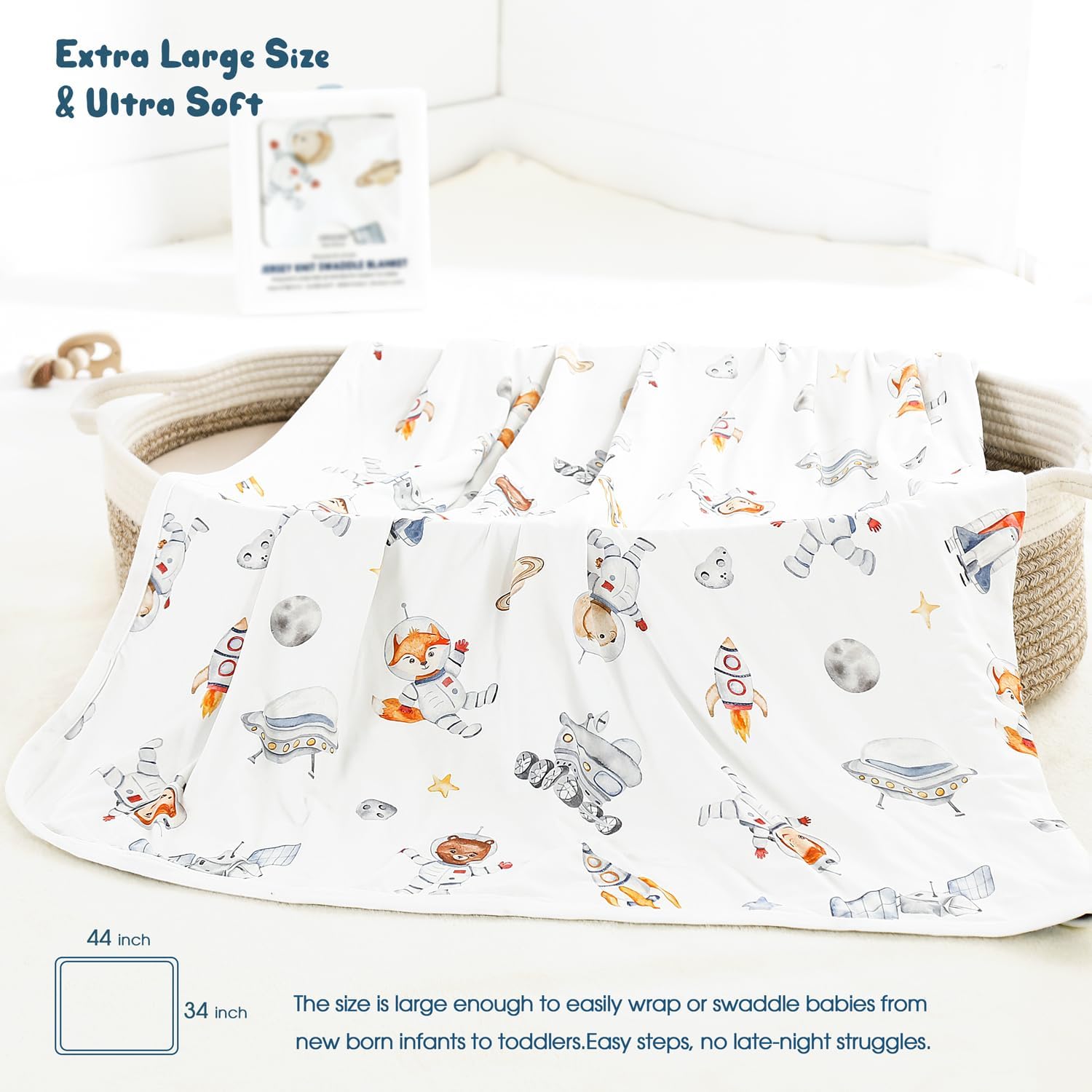 GRSSDER reversible swaddle blanket with space design for calm naps and breathable layering.