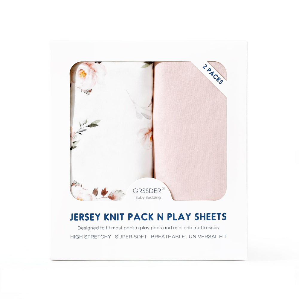 GRSSDER rose-print nursery bedding adds gentle color to any setup