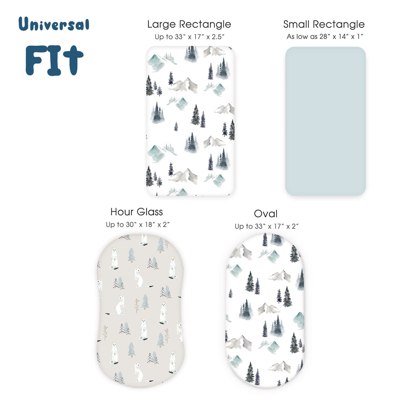 GRSSDER universal fit and 32x16x5 dimensions accommodate oval, round, rectangle bassinets.