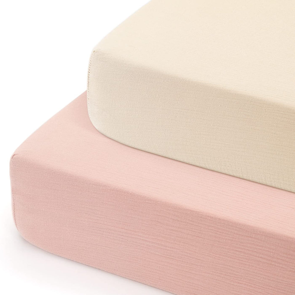 GRSSDER soft muslin crib sheet 2-pack close-up texture showing gentle touch
