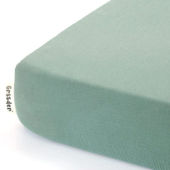 GRSSDER soft-muslin-crib-sheet-52x28-fit fits standard cribs snugly for a safe sleep surface.