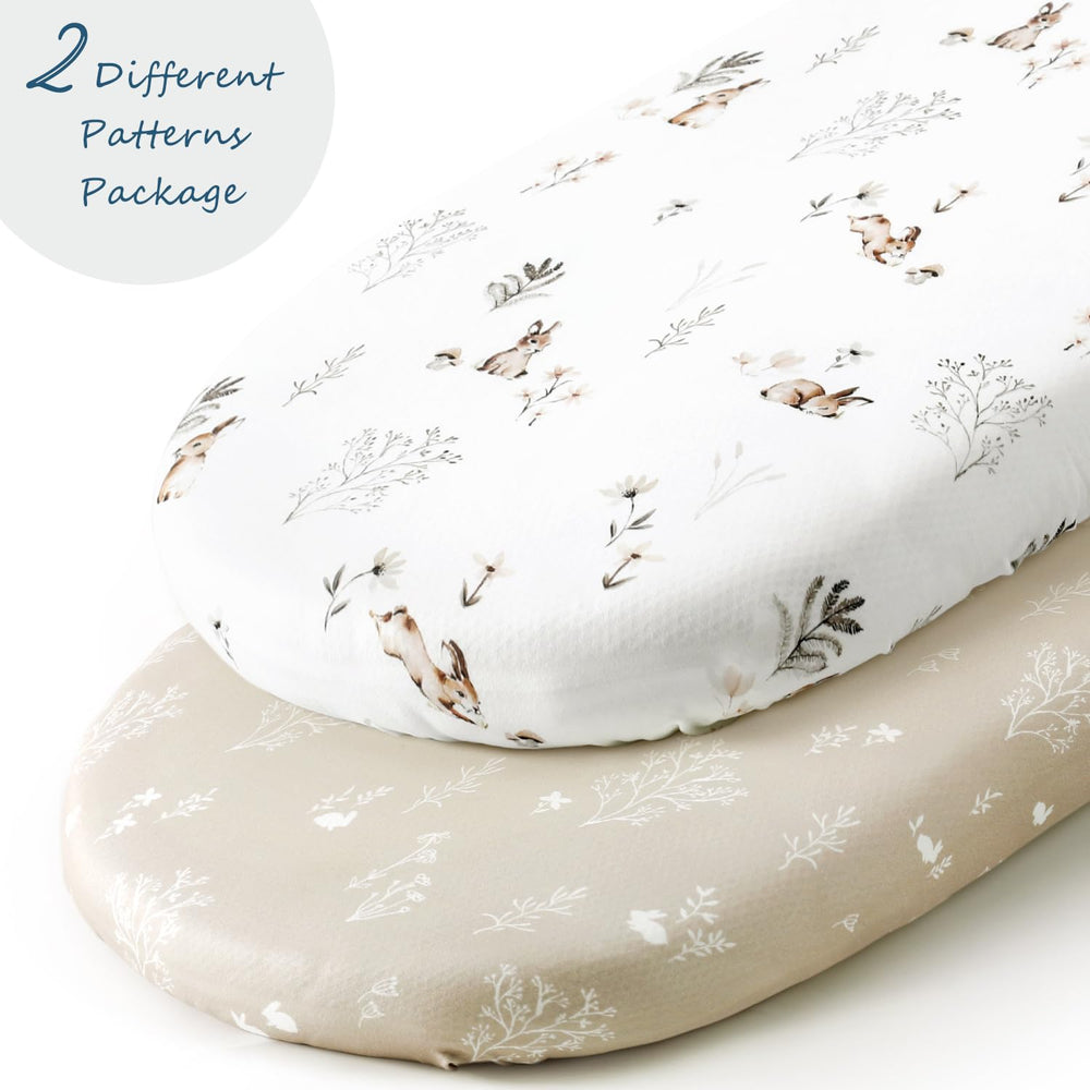 GRSSDER bassinet sheet shows elastic bottom for a secure fit.
