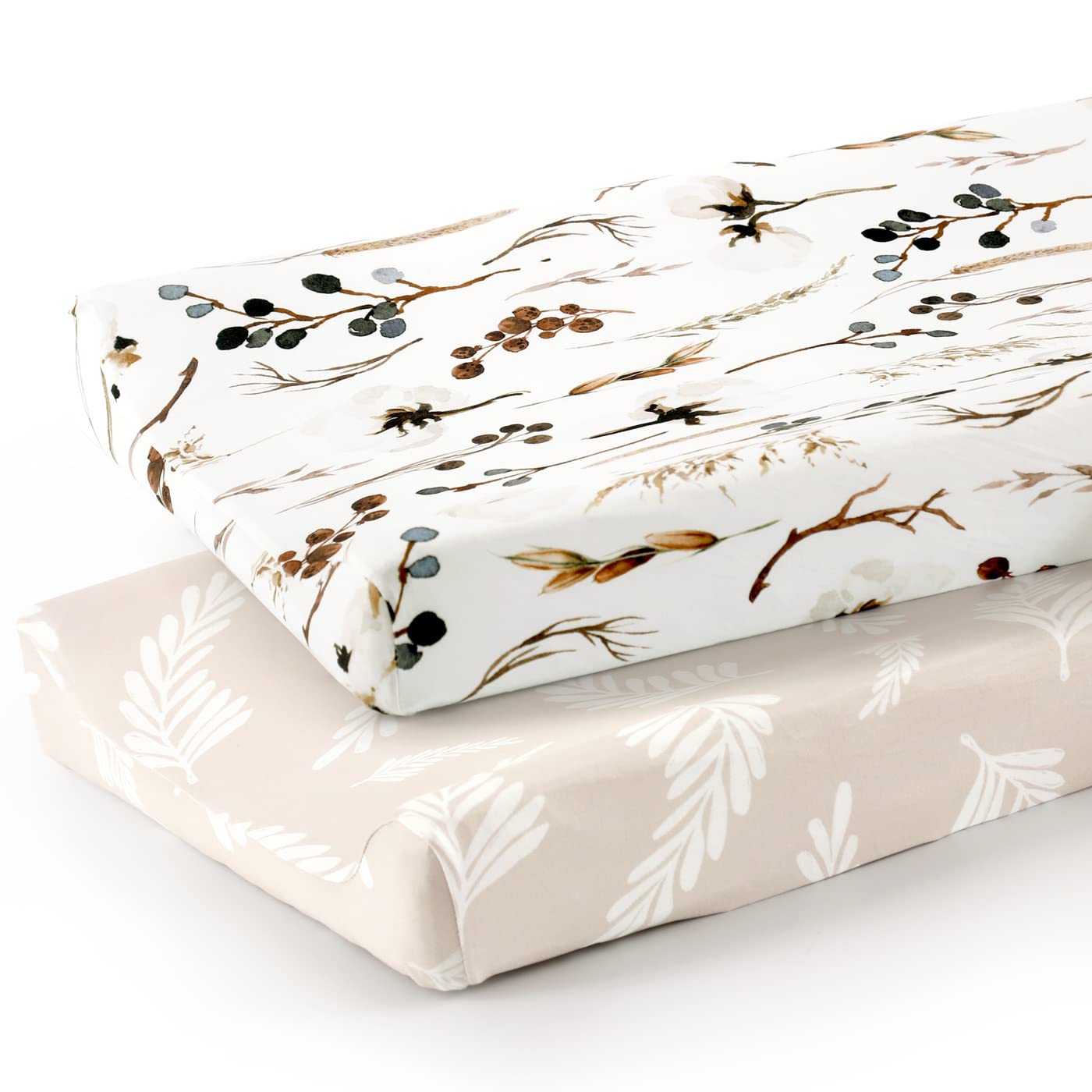 GRSSDER stretch jersey-knit cover beige on changing pad for gentle comfort