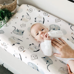 GRSSDER stretch jersey-knit fabric cover delivers breathable comfort for baby.