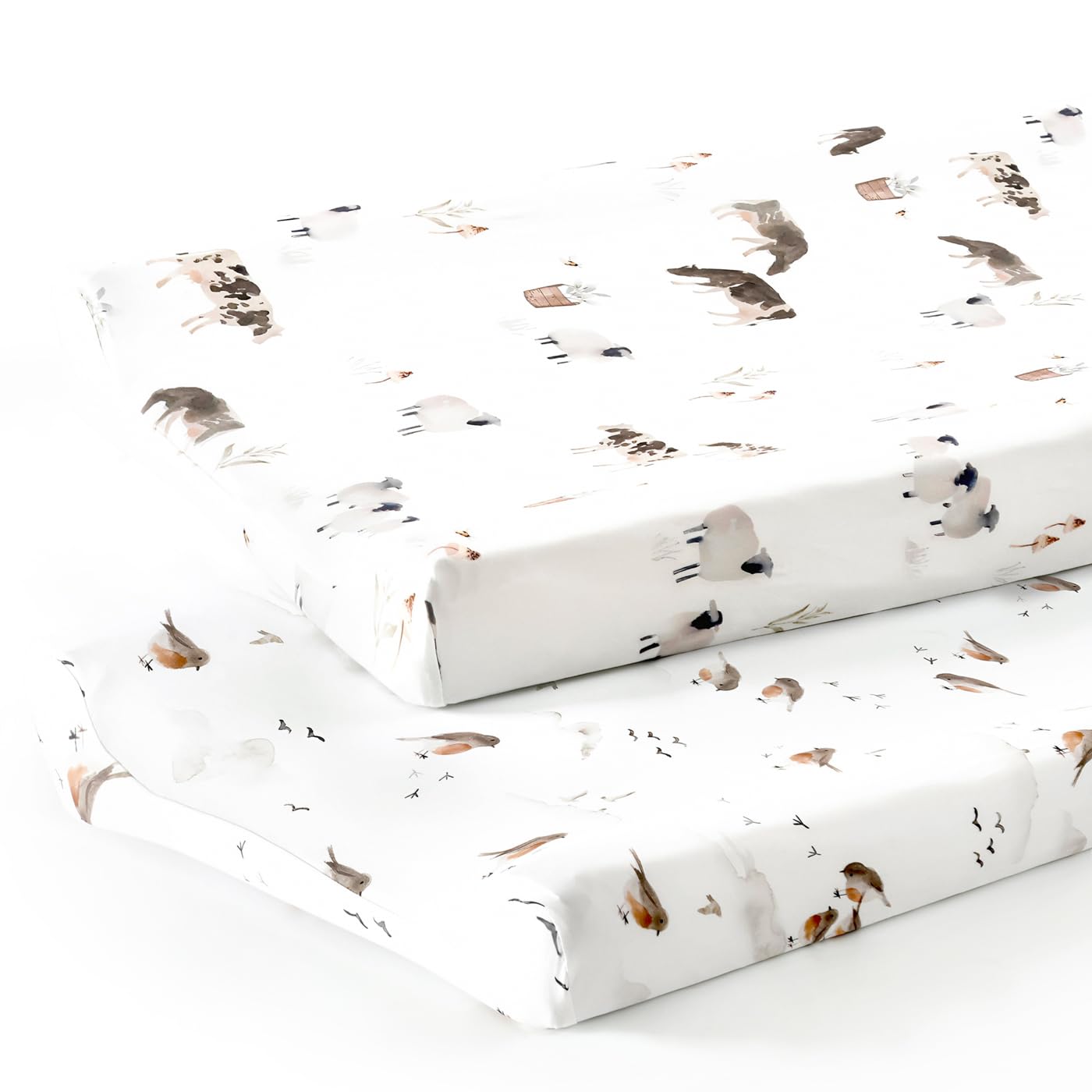 GRSSDER stretch soft jersey-knit changing pad cover 2-pack provides cozy diaper-change comfort.