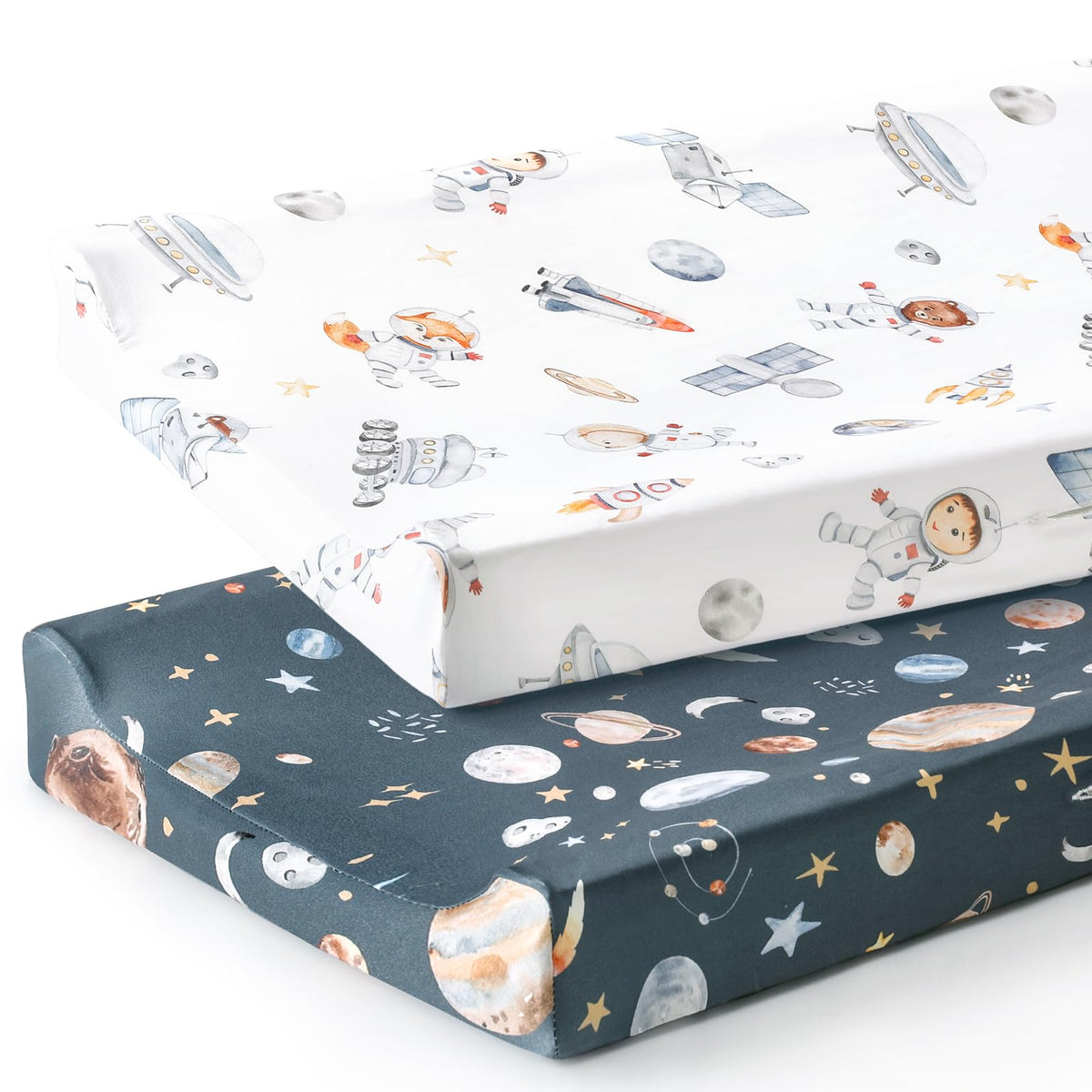 GRSSDER stretch space print changing pad cover fits securely for mess-free changes