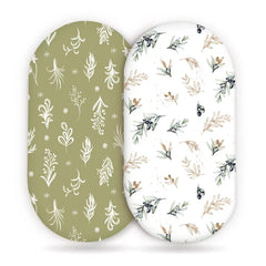 GRSSDER stretchy bassinet sheet with watercolor flora olive pattern for snug sleep