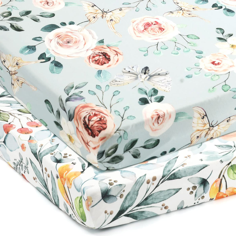GRSSDER watercolor print sheet with elastic edge—secure fit on standard pack n play.
