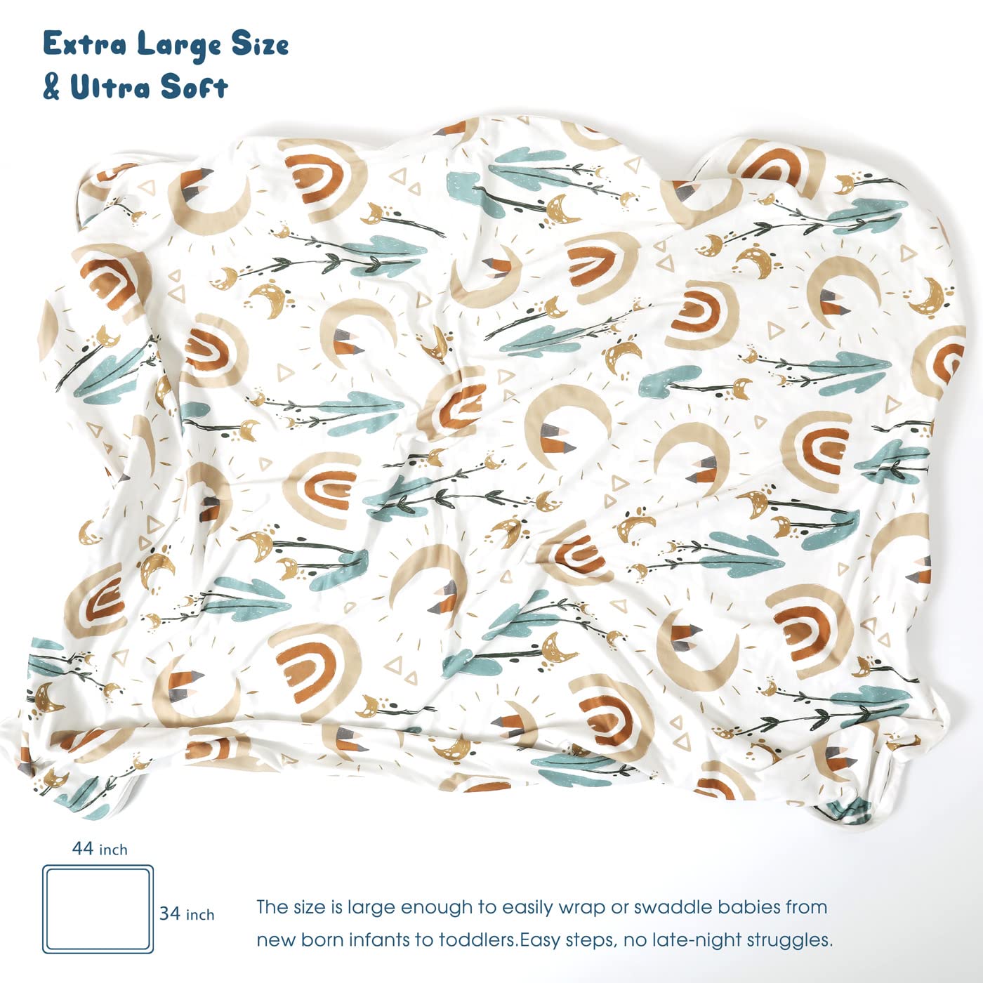 GRSSDER Swaddle blanket 34x44 large draped on crib for versatile use.
