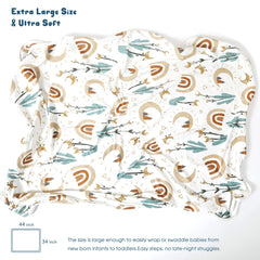 GRSSDER Swaddle blanket 34x44 large draped on crib for versatile use.