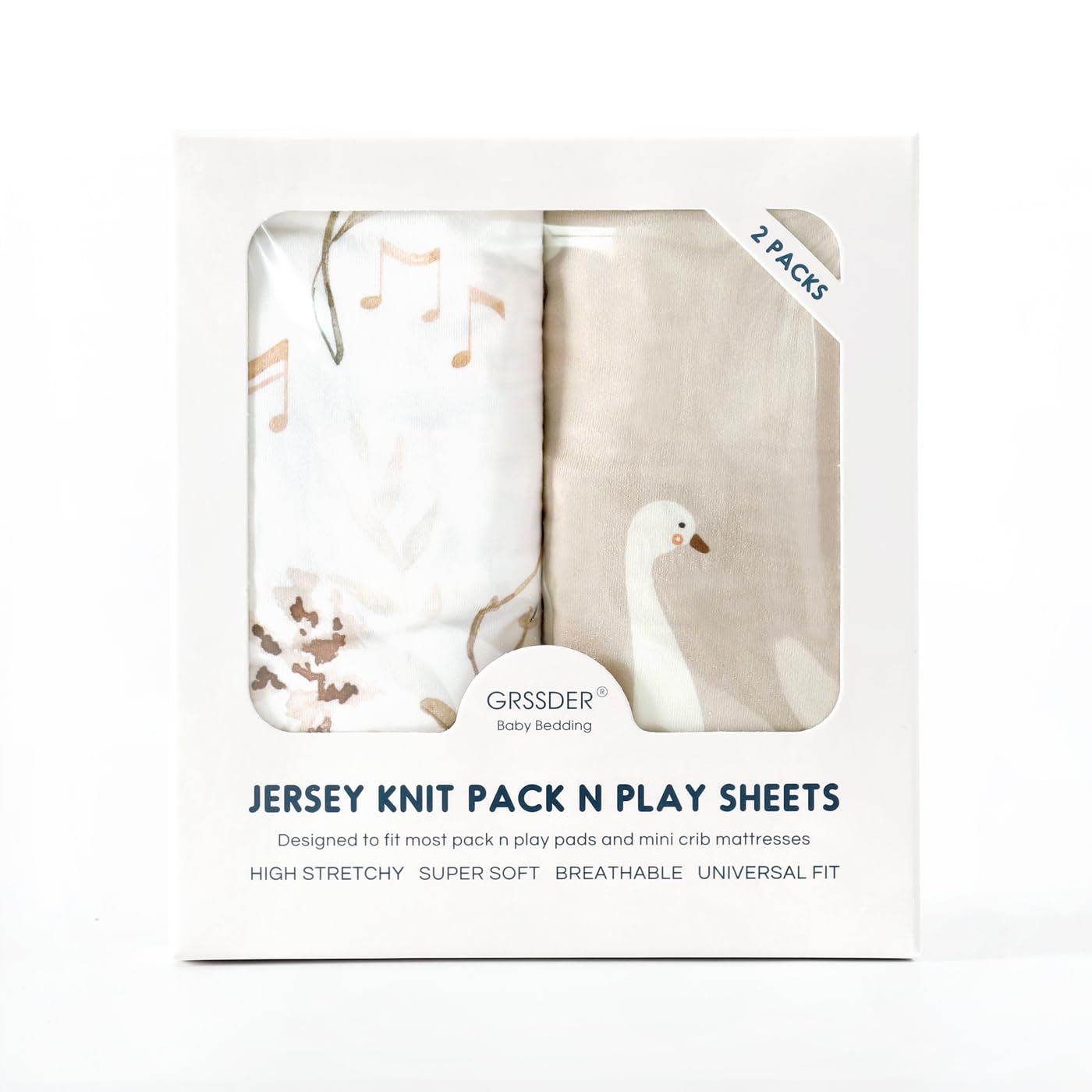 GRSSDER tee-shirt soft feel fabric on a crib sheet for breathable comfort.