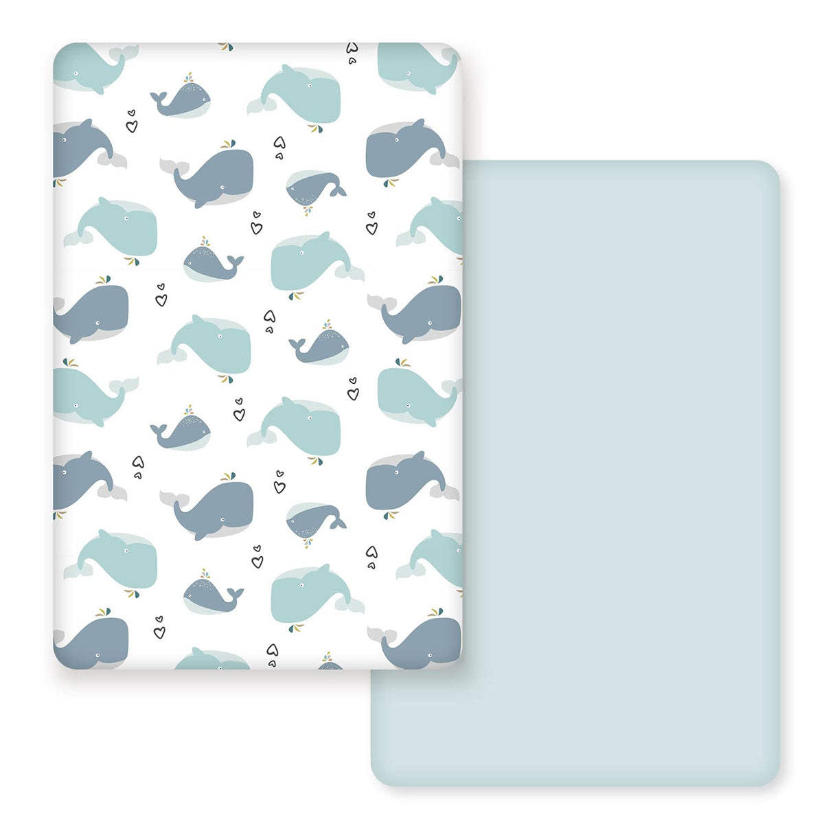 GRSSDER two-pack mini crib sheets with whale print for snug, breathable comfort