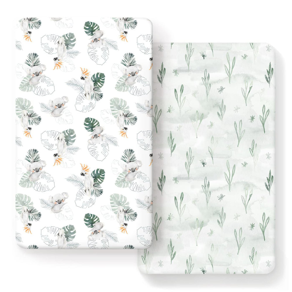 GRSSDER ultra-soft jersey knit fitted crib sheet in mint green offers cozy nursery comfort.