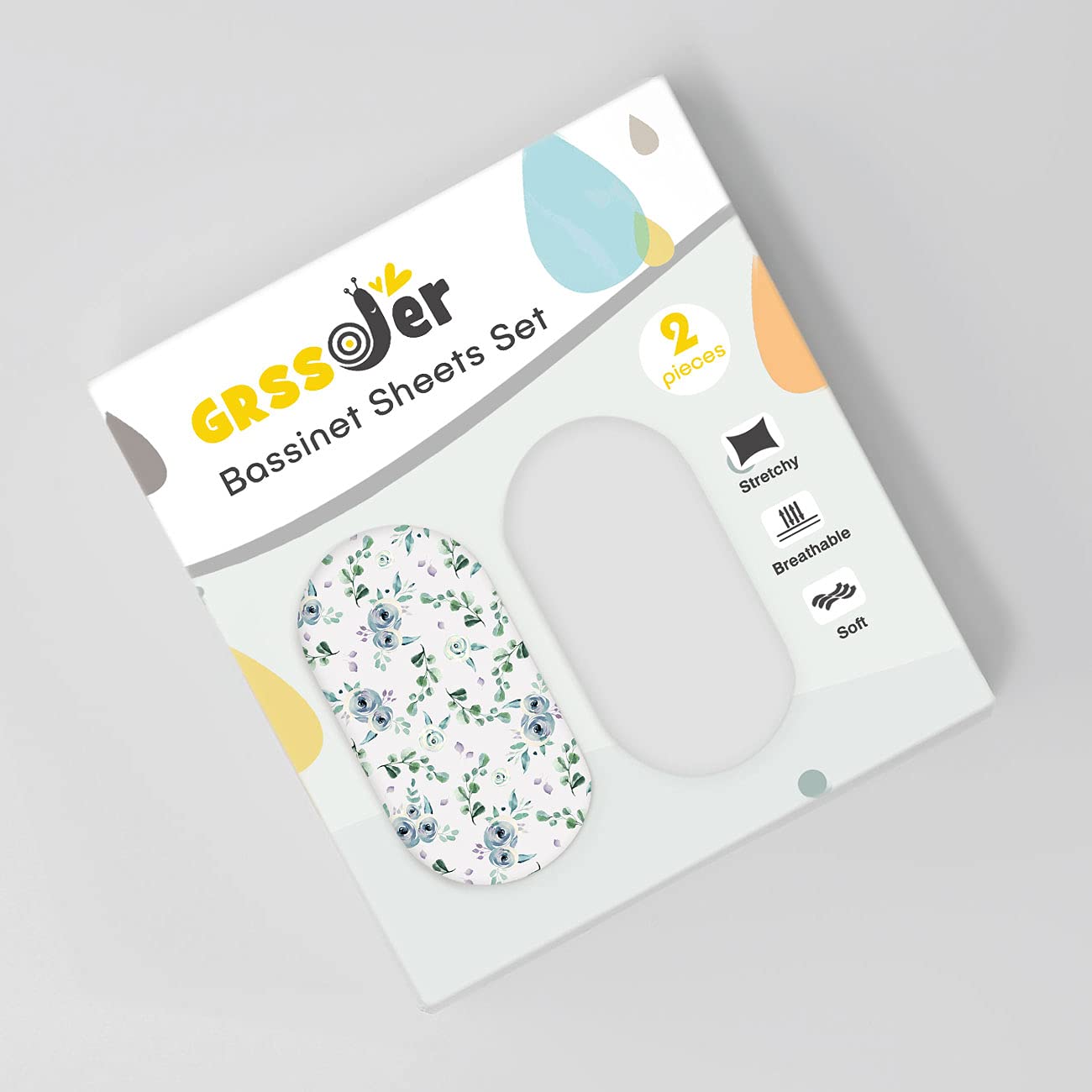 GRSSDER universal-fit bassinet sheet shows 32 by 16 by 5 inches