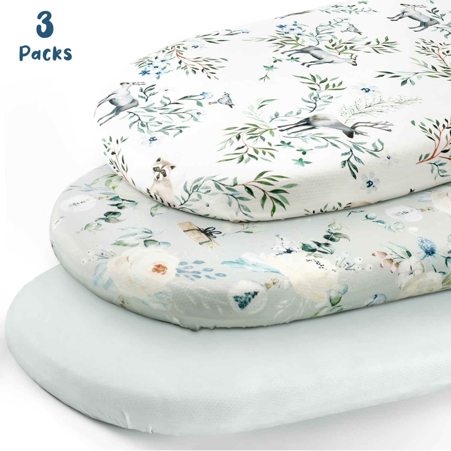 GRSSDER universal-fit bassinet sheets provide snug compatibility for most shapes.