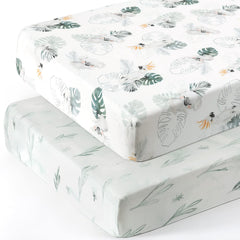 GRSSDER universal-fit crib sheet with elastic edge secures standard mattresses.