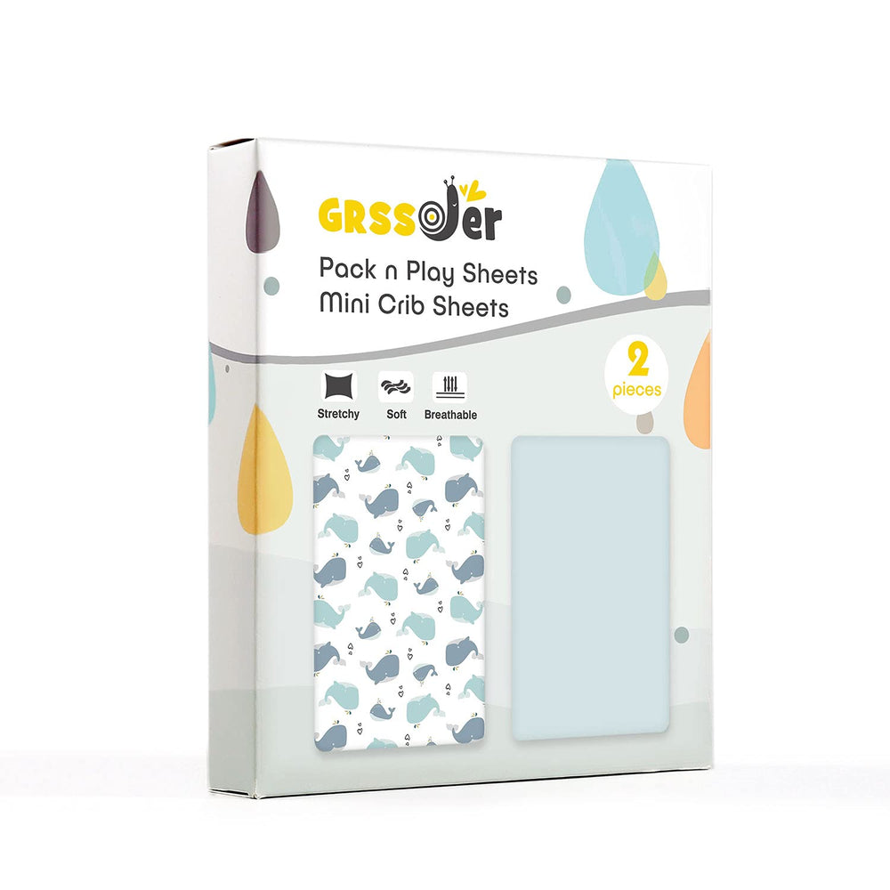 GRSSDER universal-fit pack n play sheets fit 38x24x6 mattresses securely