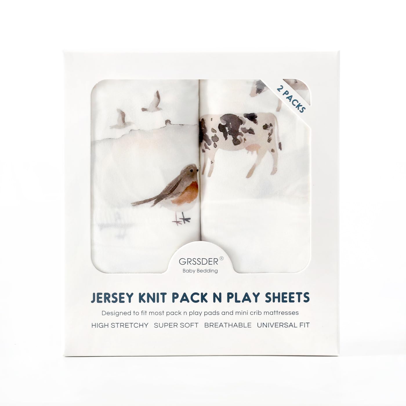 GRSSDER watercolor cows and birds print adds charming nursery detail