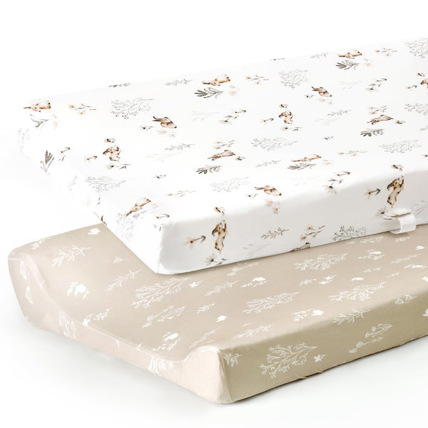 GRSSDER watercolor rabbit pattern changing pad cover adds soft, cozy nursery comfort.