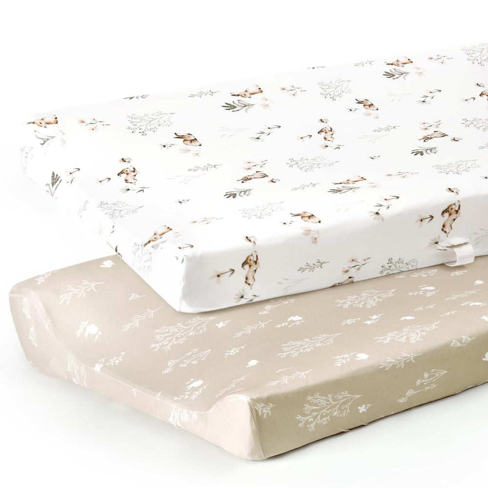 GRSSDER watercolor rabbit pattern changing pad cover adds soft, cozy nursery comfort.