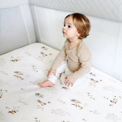 GRSSDER Watercolor rabbit pattern adds serene nursery style to bedding.
