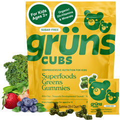 Grüns Kids Multivitamin Gummies bottle offers tasty daily nutrition for busy families.