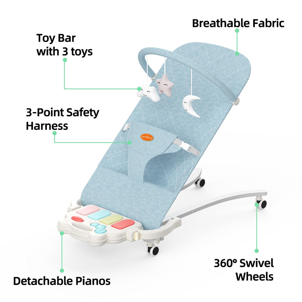 Gryvoth 3-position recline supports resting, playing, and interactive moments.
