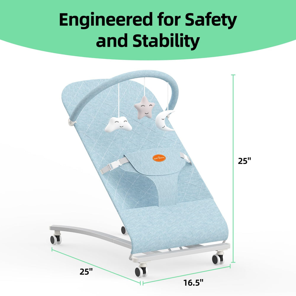 Gryvoth bouncer supports infants up to 30 lbs with a sturdy base.