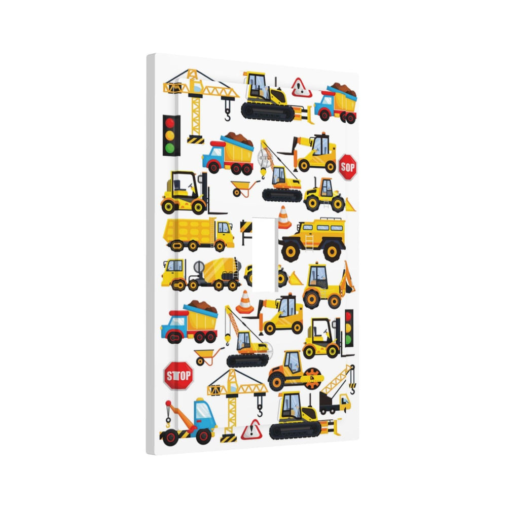 GSRLOD construction trucks cartoon faceplate adds colorful playfulness while securing a reliable outlet cover.