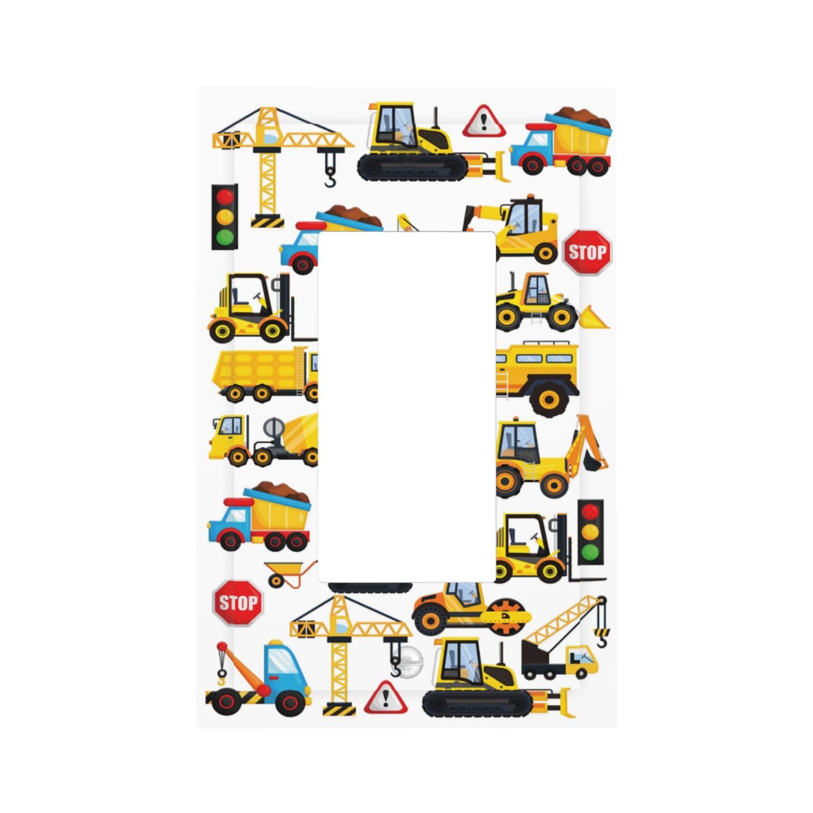 GSRLOD kid boy construction trucks wall plate for playful room decor.