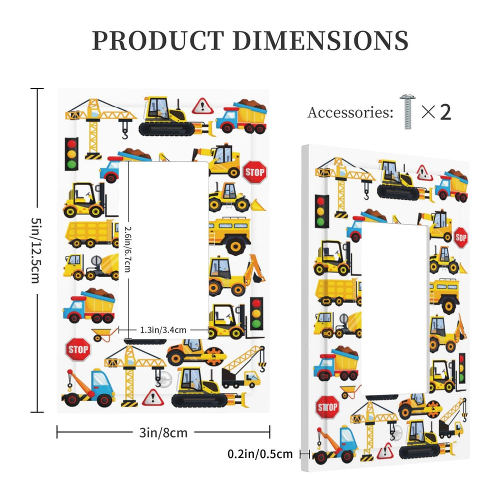 GSRLOD construction trucks faceplate adds durable decor for busy households.