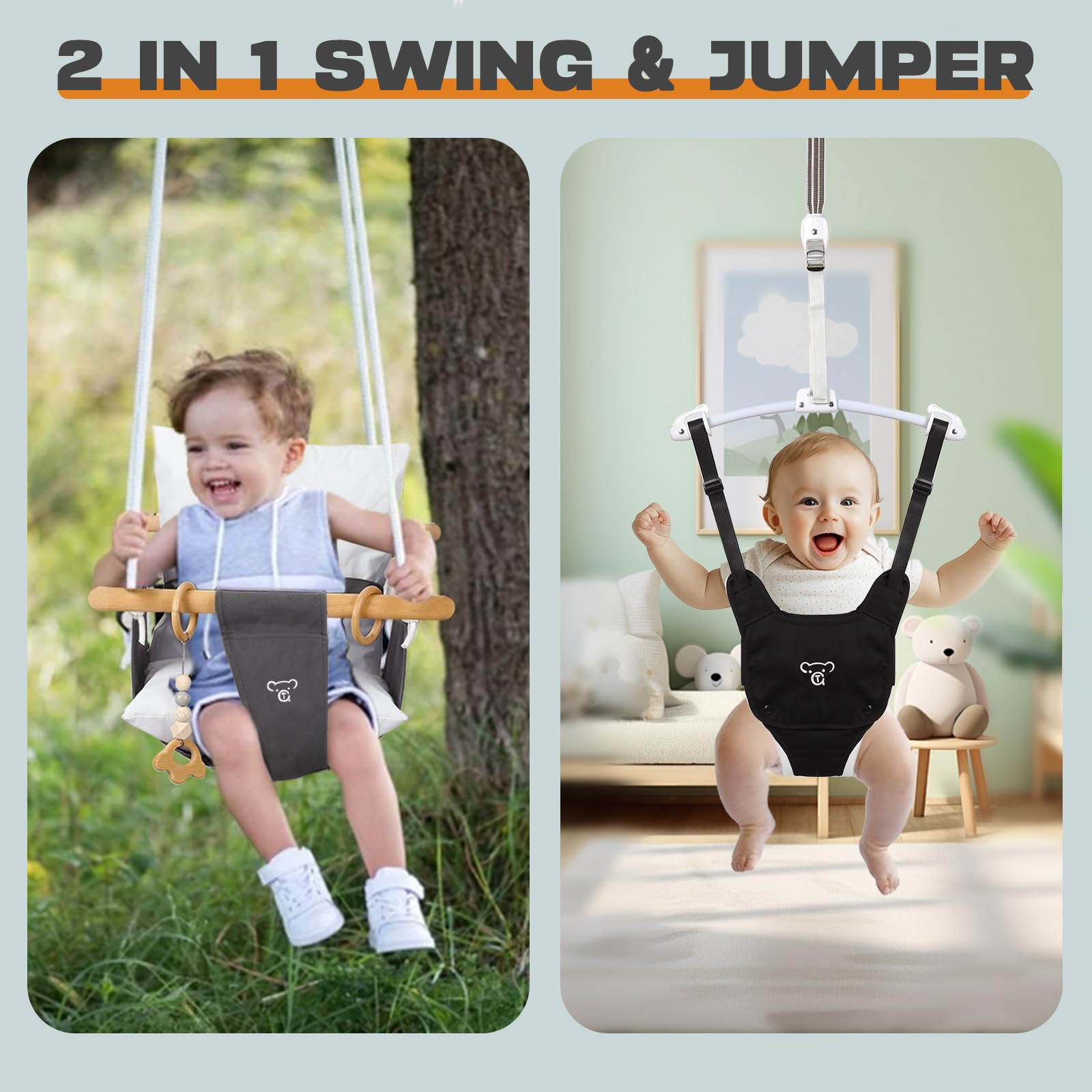 G TALECO GEAR baby swing with cotton canvas and cushions for cozy comfort