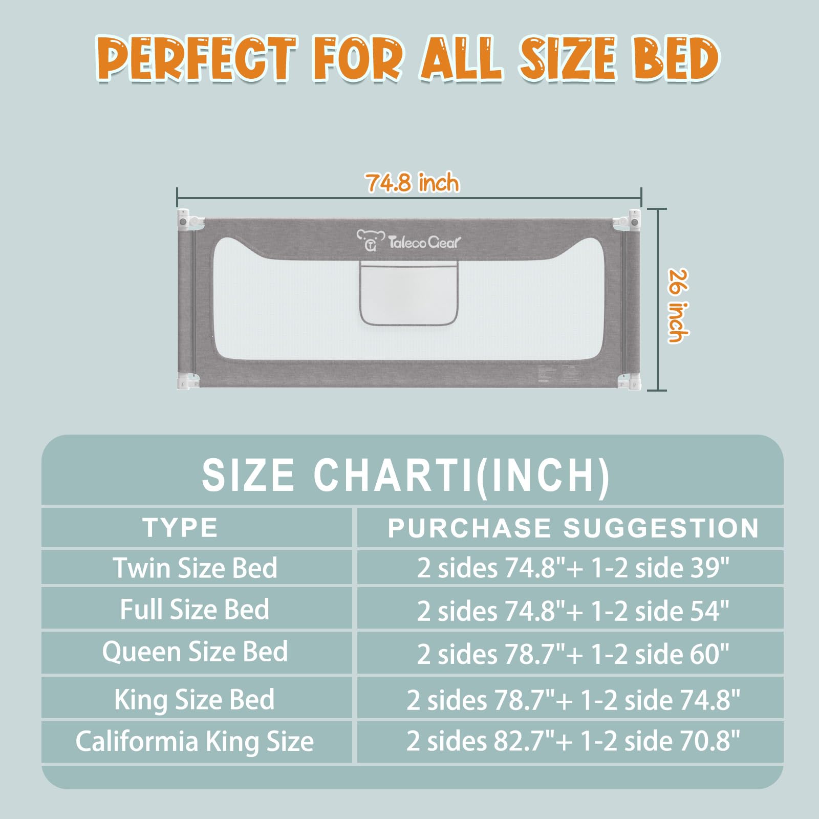 G TALECO GEAR bed rail in use demonstrates quick single-hand opening and closing.