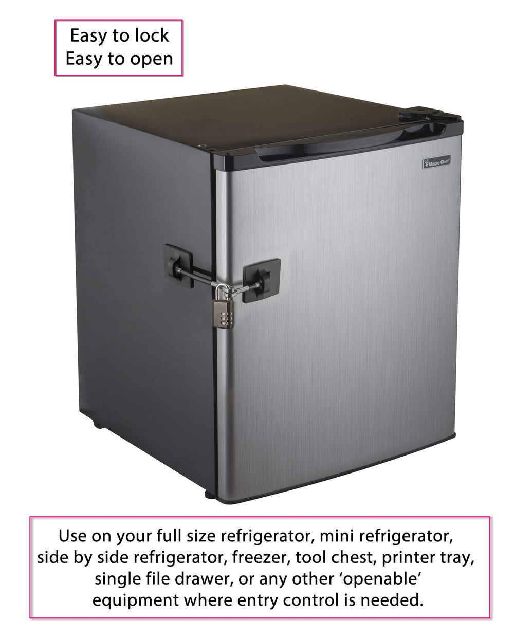 Guardianite compact fridge lock blends unobtrusively with kitchen surfaces.