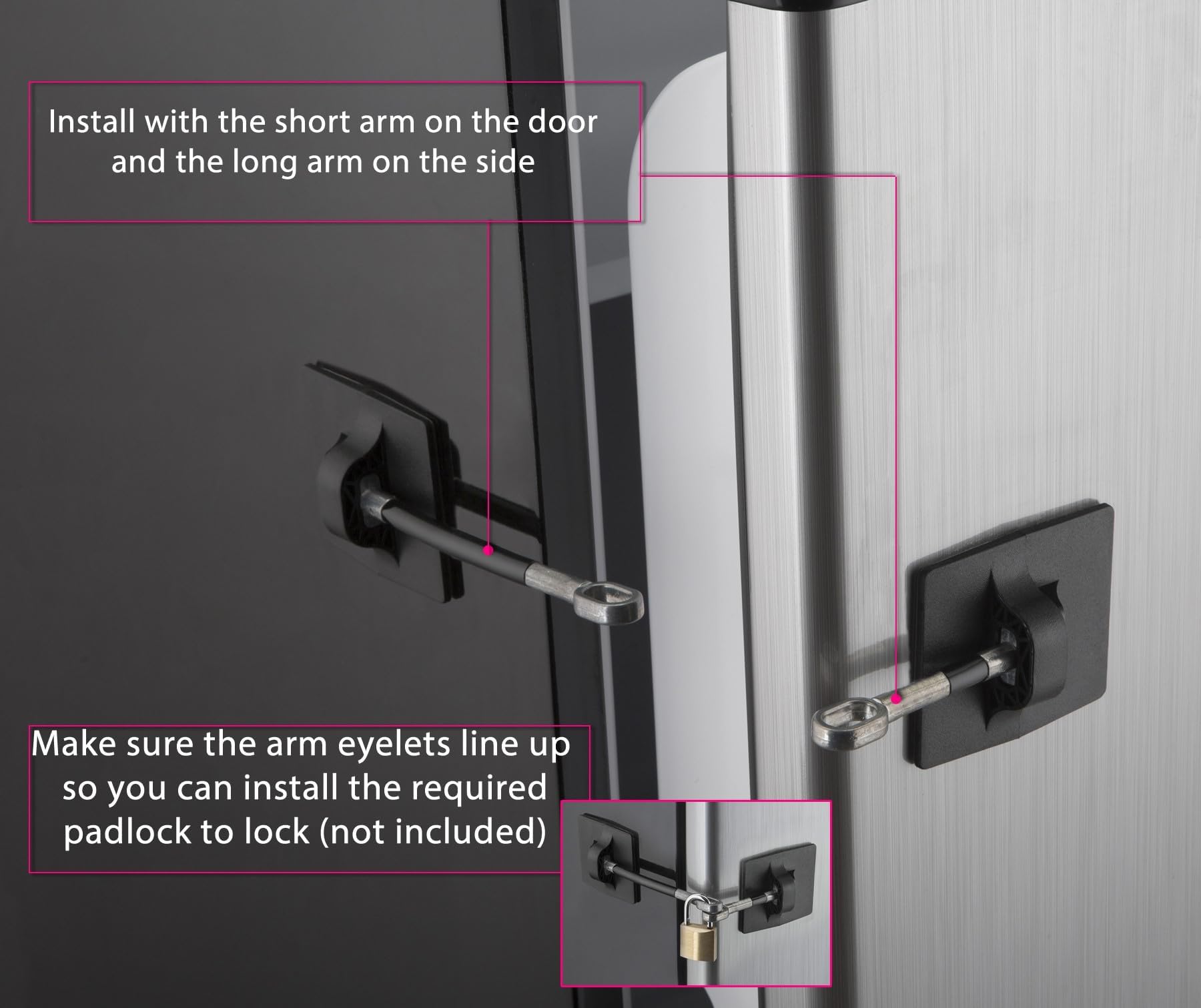 Guardianite fridge lock installed on fridge demonstrates permanent security in daily use.
