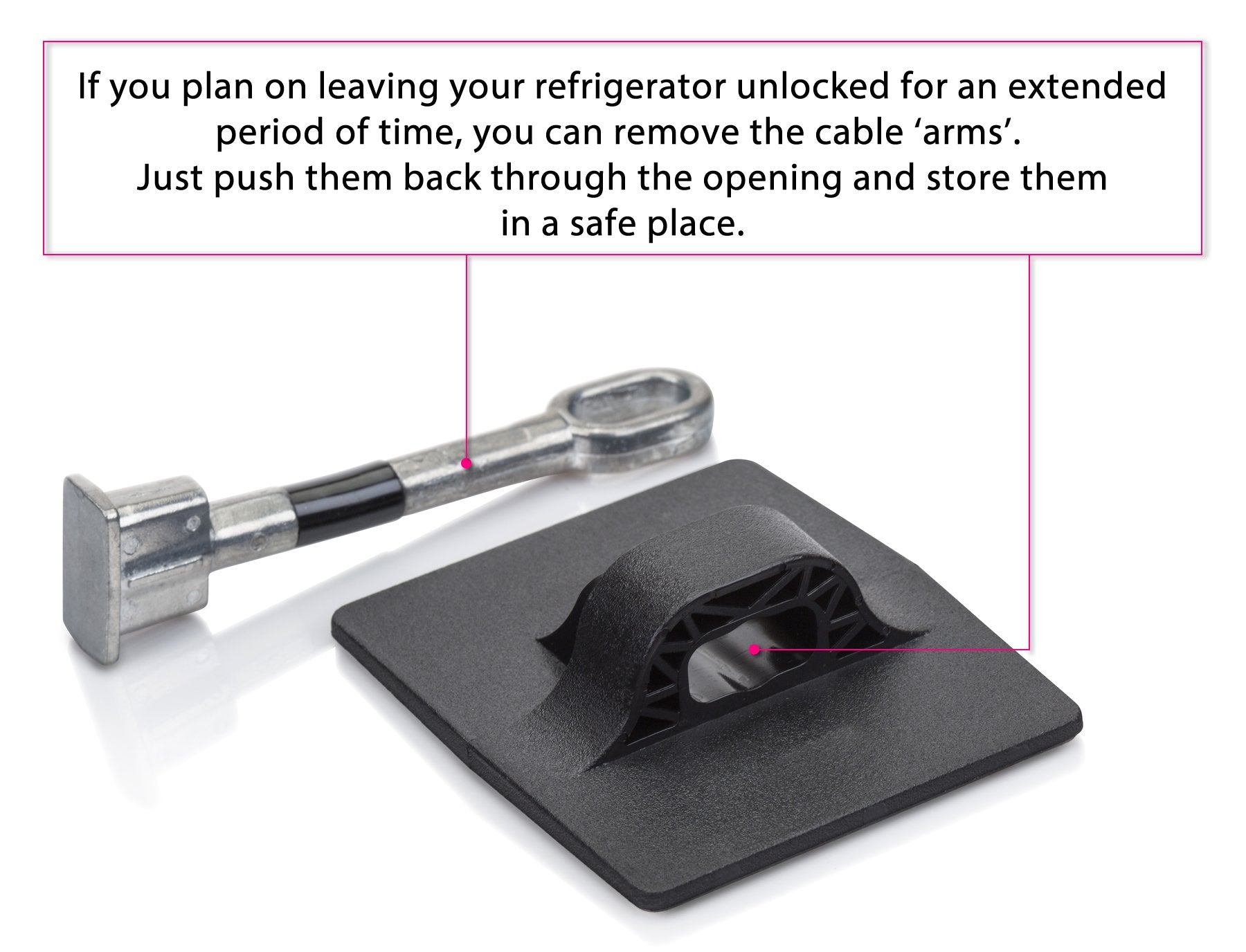 Guardianite fridge lock keeps lunches, bottles, and meds safe from curious hands.