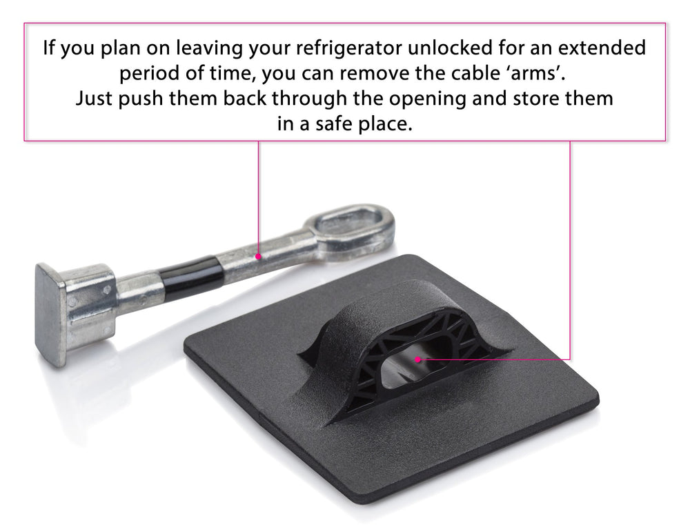Guardianite fridge lock keeps lunches, bottles, and meds safe from curious hands.