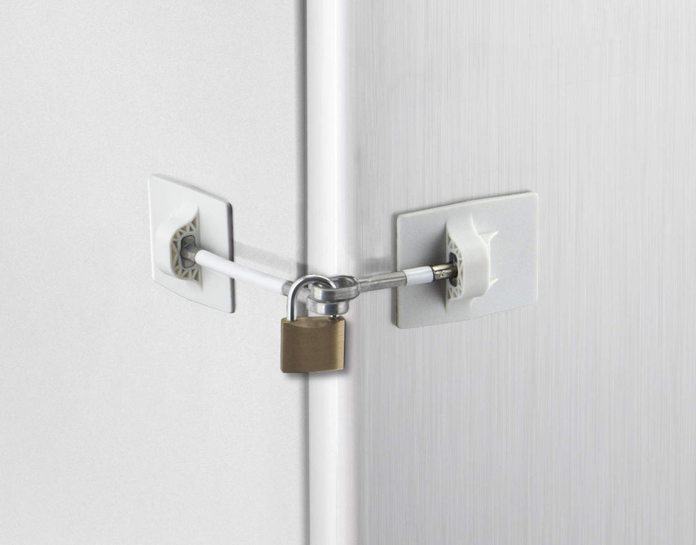 Guardianite Refrigerator Door Lock White front view showing a secure latch