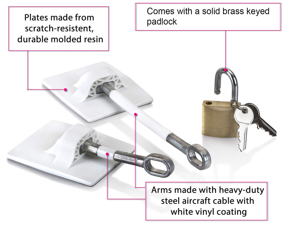 Guardianite Refrigerator Door Lock White padlock in use for controlled access