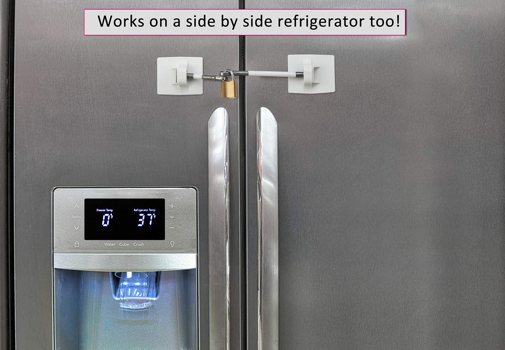Guardianite Refrigerator Door Lock White perimeter closeup highlighting the strong adhesive