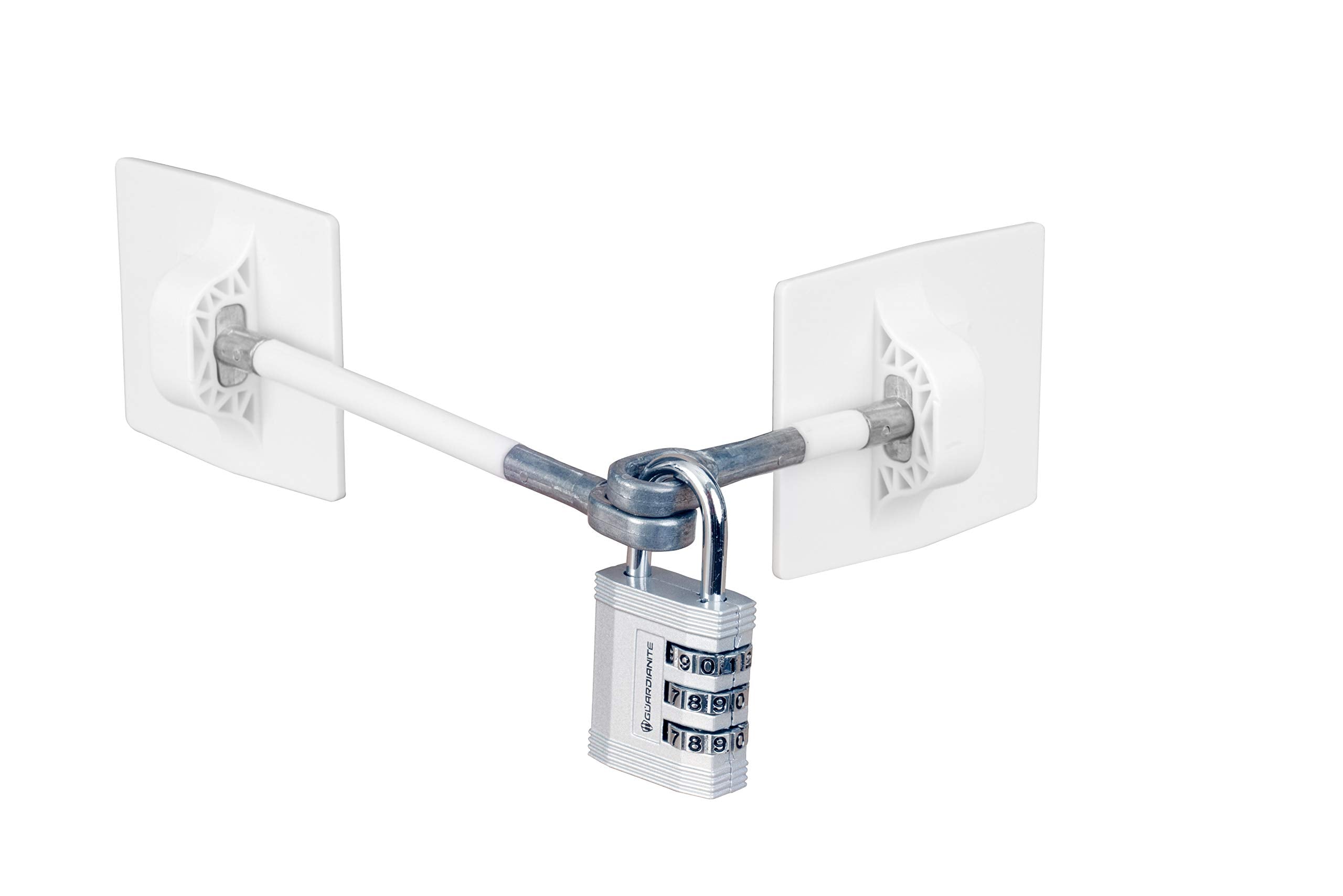 Guardianite refrigerator lock white front view secures medicines.