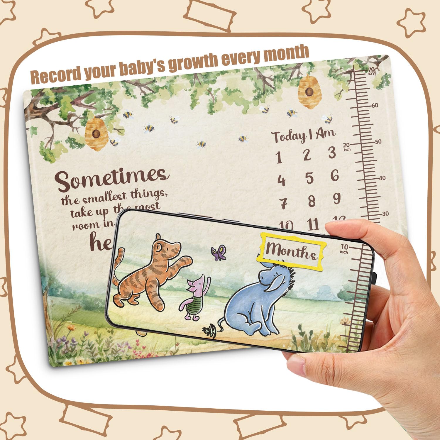 Guawubiang Baby growth chart 75x100 cm for months of milestones.