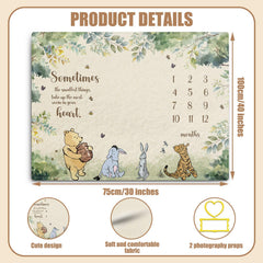 Guawubiang Winnie milestone blanket with felt frames for keepsake photos