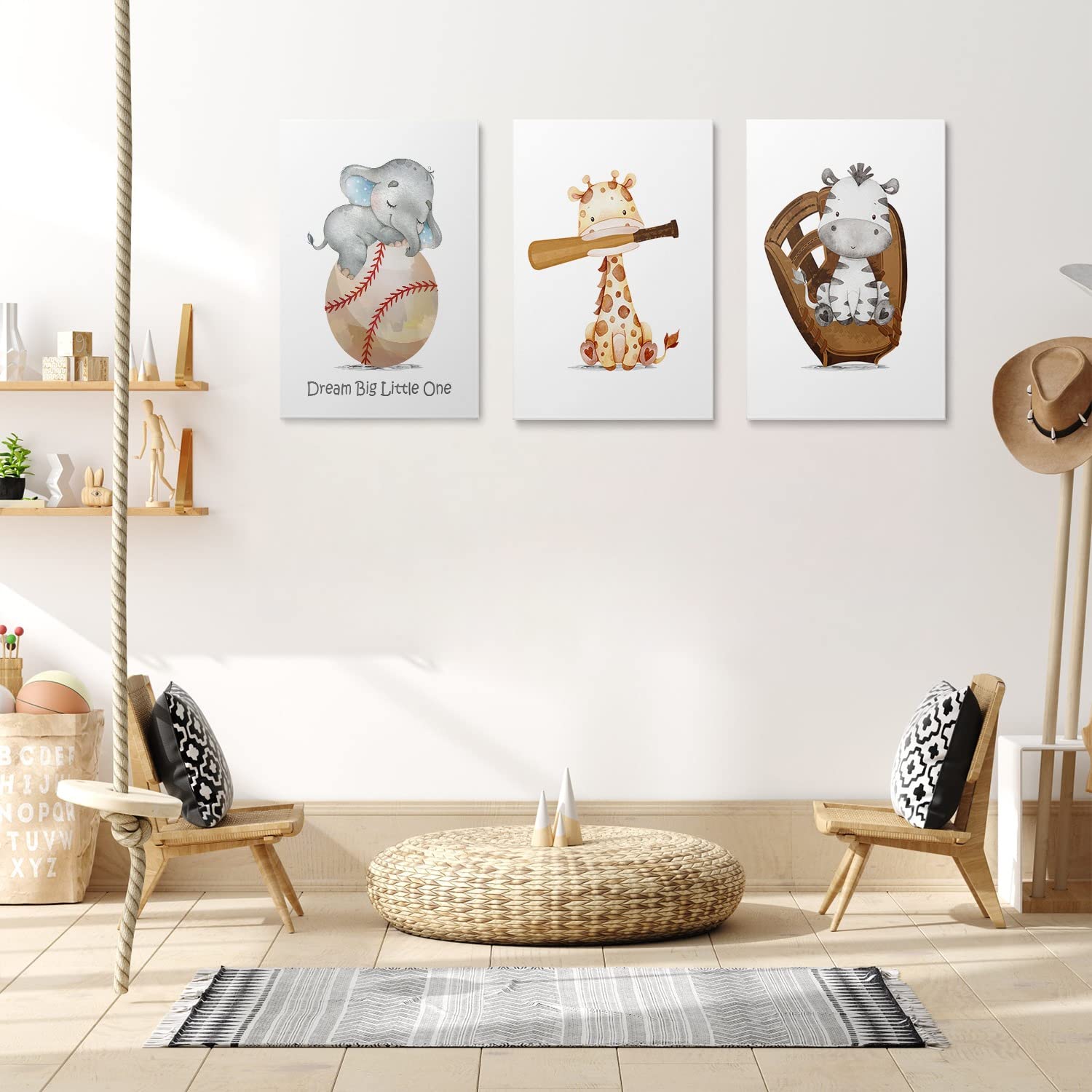GUBIYU baseball wall art 12x16 panel enhances kids' room with durable framed canvas.