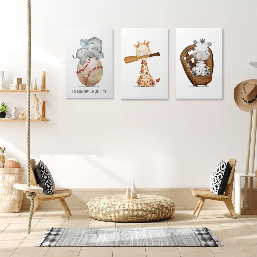GUBIYU baseball wall art 12x16 panel enhances kids' room with durable framed canvas.