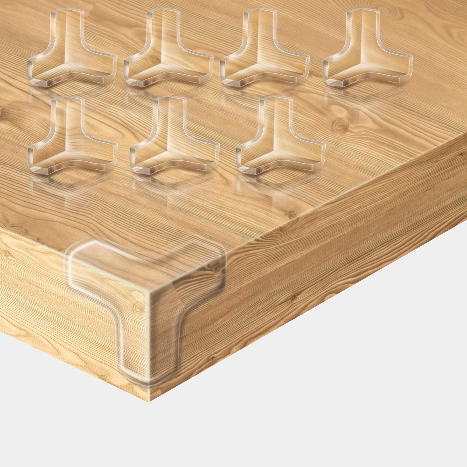 Gudui 16-pack table corner protectors on wood edge for child safety and seamless look.