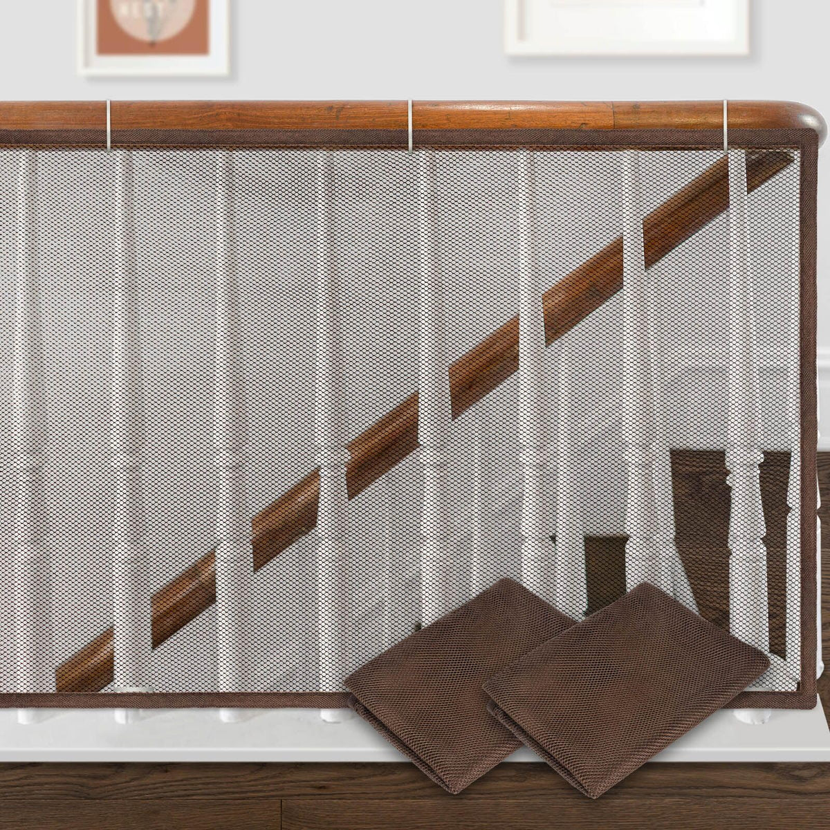 Gudui safety stair net on banister provides child protection during play.