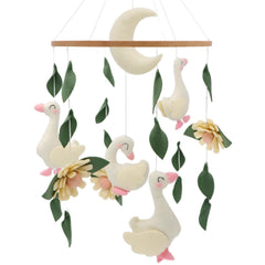 Gueiddi Goose mobile on crib featuring goose figure for gentle visual tracking in the nursery