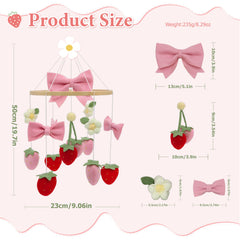 Gueiddi pink bow strawberry detail emphasizes charming nursery decor and visual interest for baby.